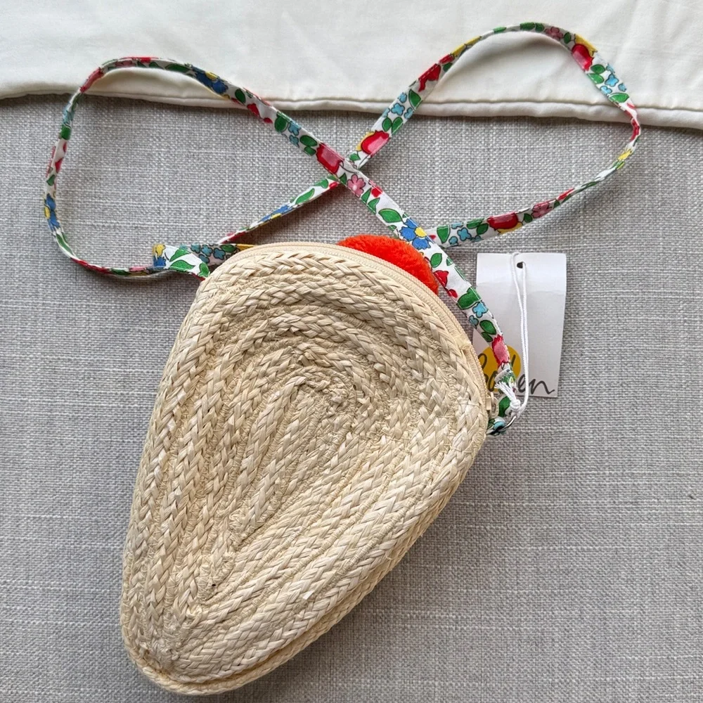 Boden Kids Pom Pom Crossbody Ice Cream shape purse Pink, Red, and Purple - Picture 2 of 3